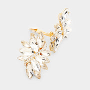 Swirl Glass Crystal Marquise Cluster Clip On Earrings