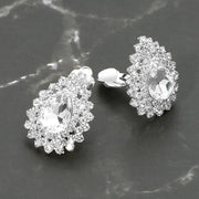 Teardrop Cluster Evening Clip On Earrings