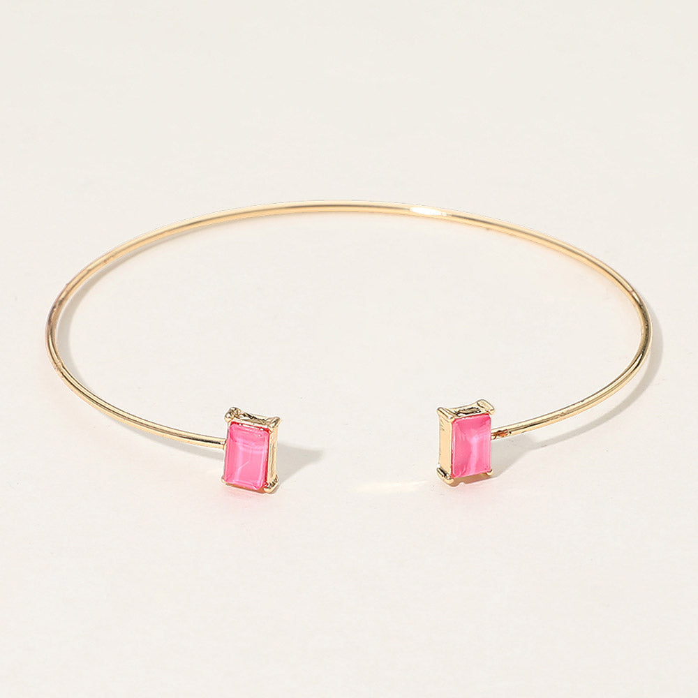 SECRET BOX_Minimal Rectangular Stone Cluster Tip Cuff Bracelet