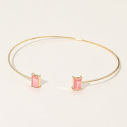 SECRET BOX_Minimal Rectangular Stone Cluster Tip Cuff Bracelet