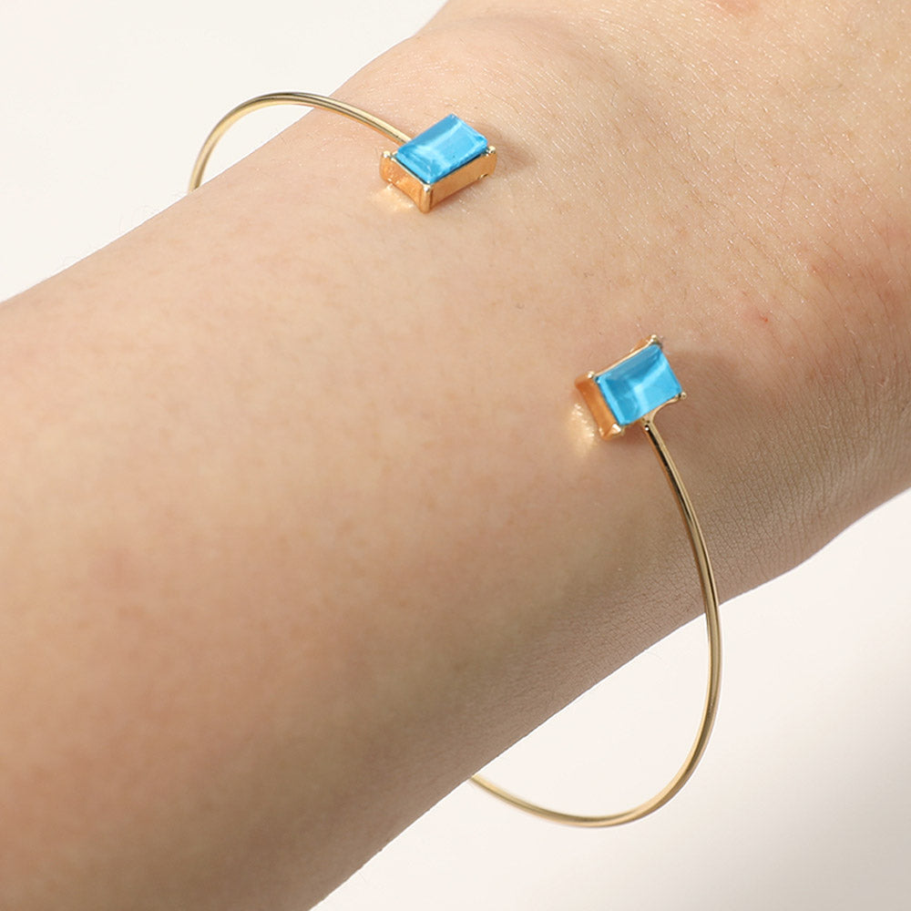 SECRET BOX_Minimal Rectangular Stone Cluster Tip Cuff Bracelet