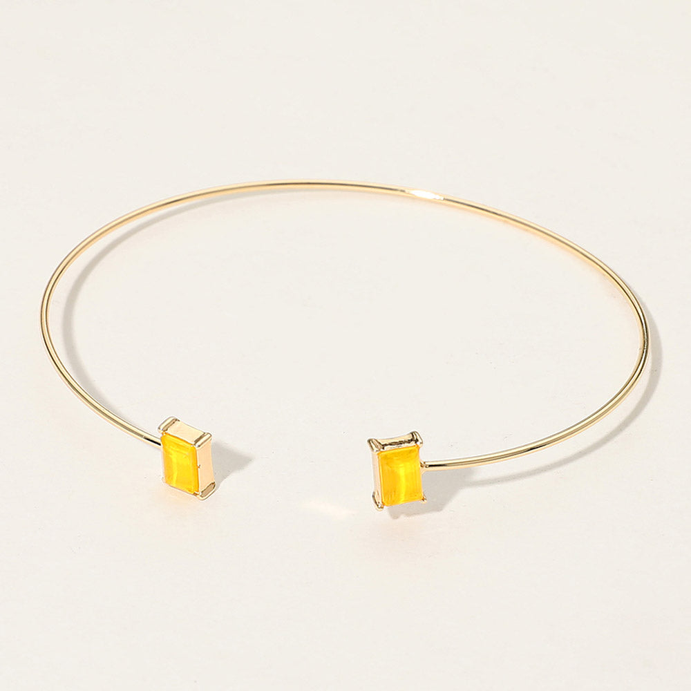 SECRET BOX_Minimal Rectangular Stone Cluster Tip Cuff Bracelet