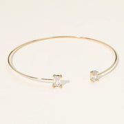 SECRET BOX_Minimal Rectangular Oval Stone Cluster Tip Cuff Bracelet