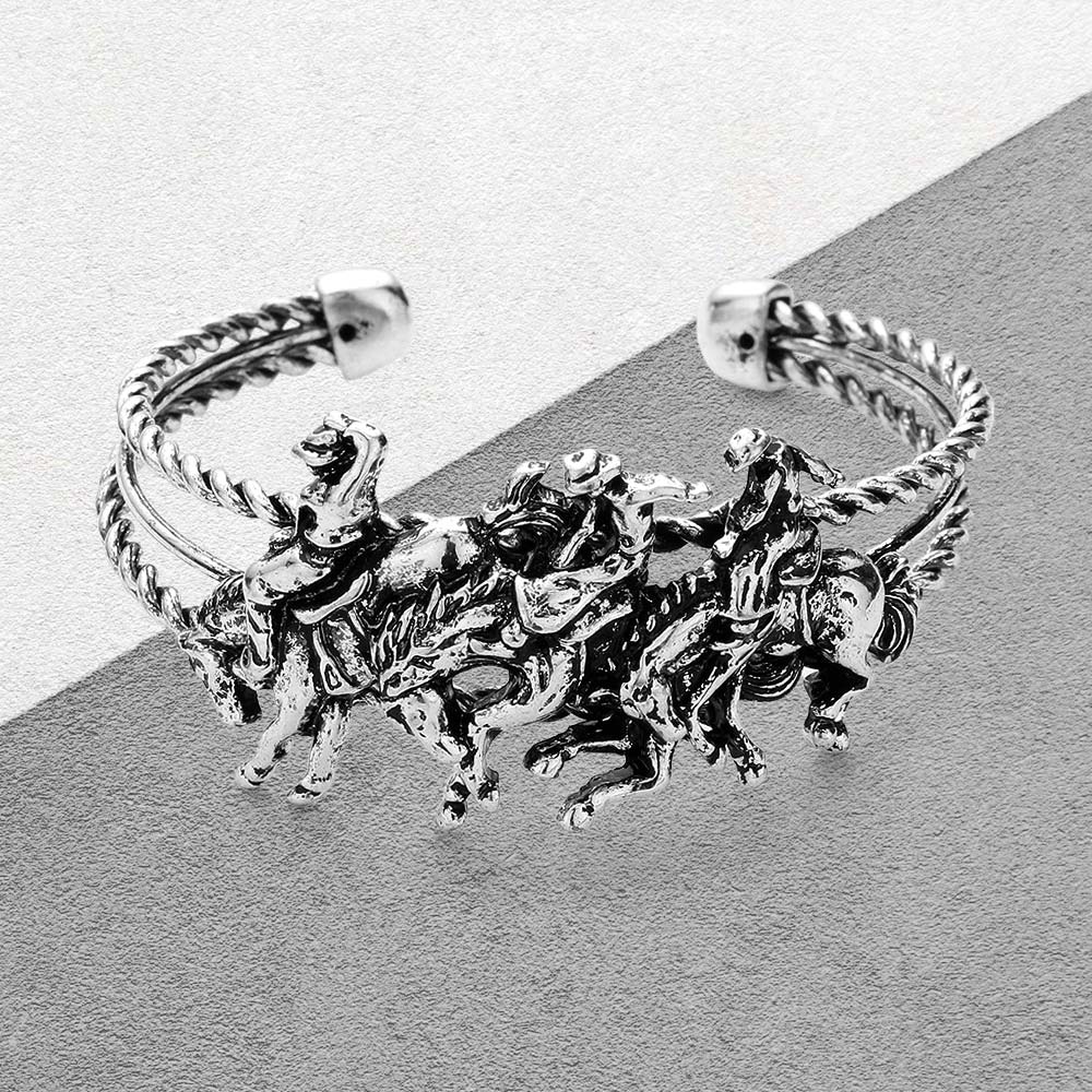 Metal Derby Riding Running Horse Cuff Bracelet