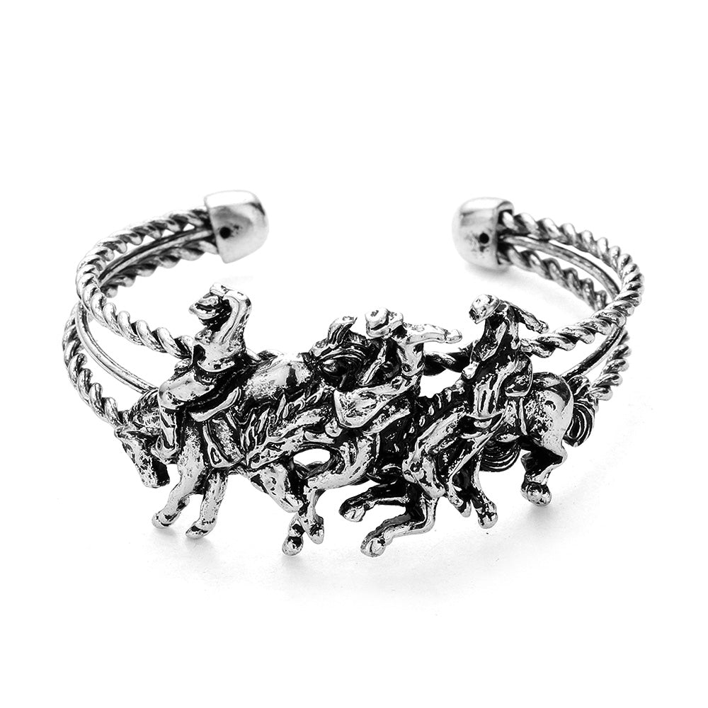 Metal Derby Riding Running Horse Cuff Bracelet
