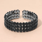 Triple Row Round Stone Cuff Bracelet