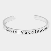 Covid Vaccinated White Gold Dipped Message Bracelet
