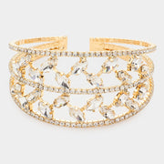 Marquise Stone Accented Cuff Evening Bracelet
