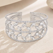 Marquise Stone Accented Cuff Evening Bracelet