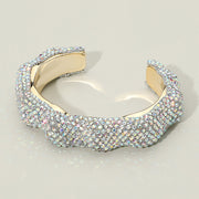 Textured Rhinestone Evening Cuff Bracelet