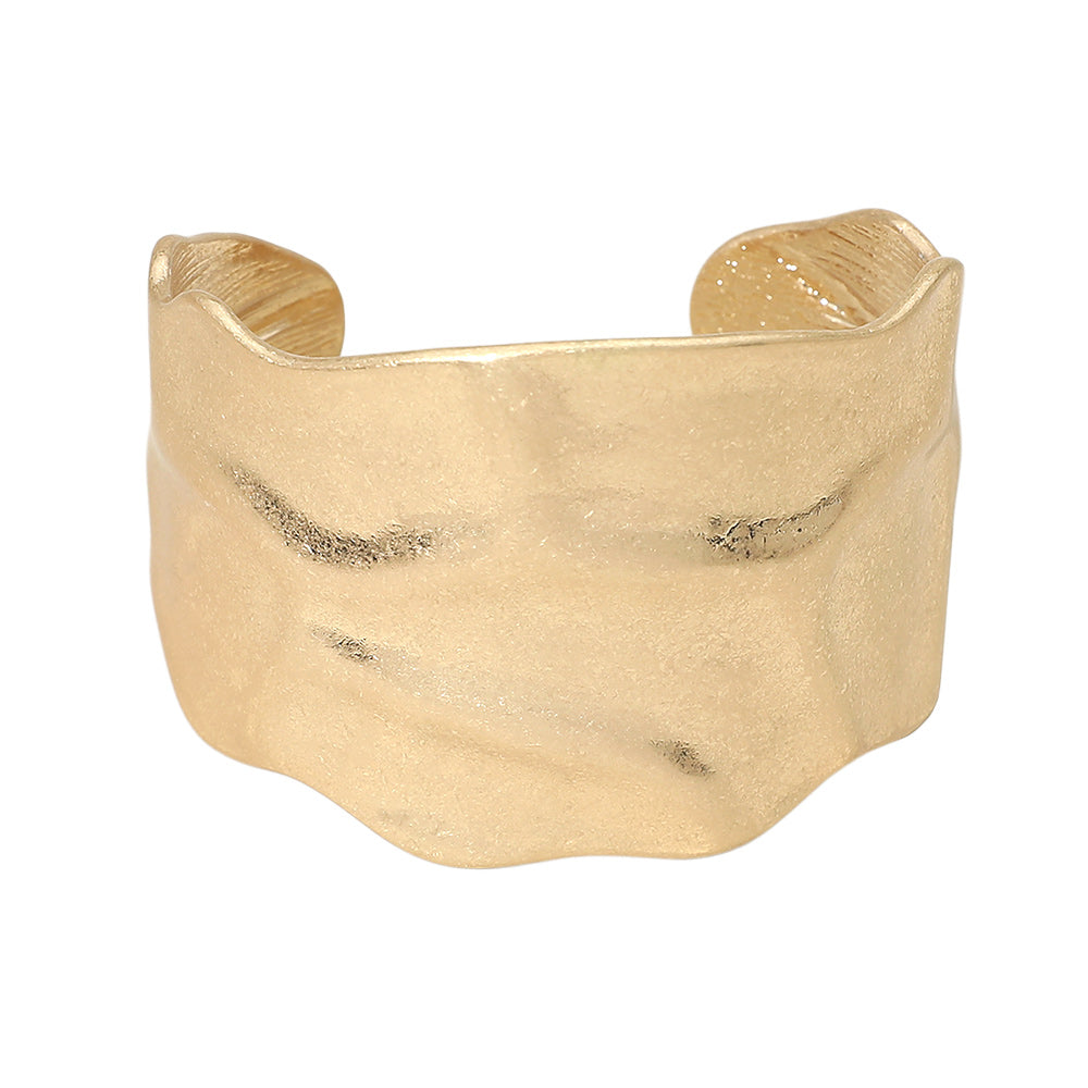 Wide Textured Metal Cuff Bracelet
