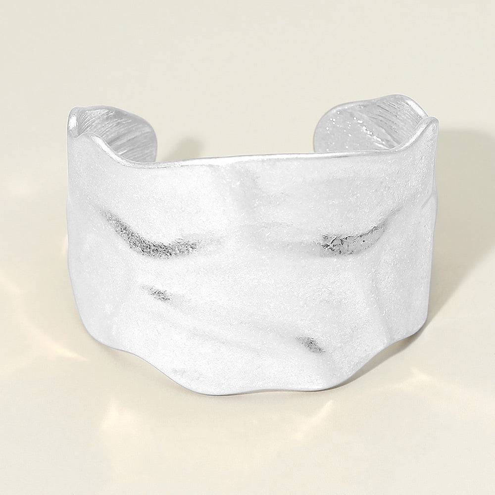 Wide Textured Metal Cuff Bracelet