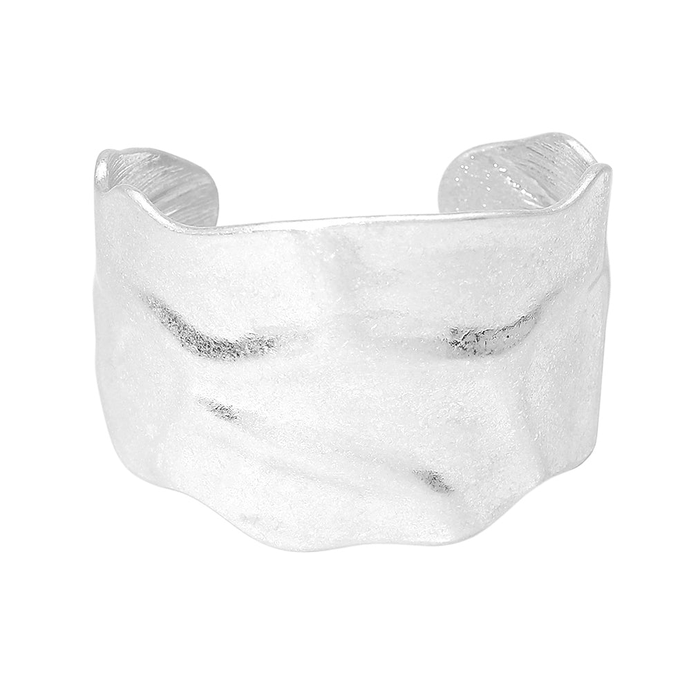 Wide Textured Metal Cuff Bracelet