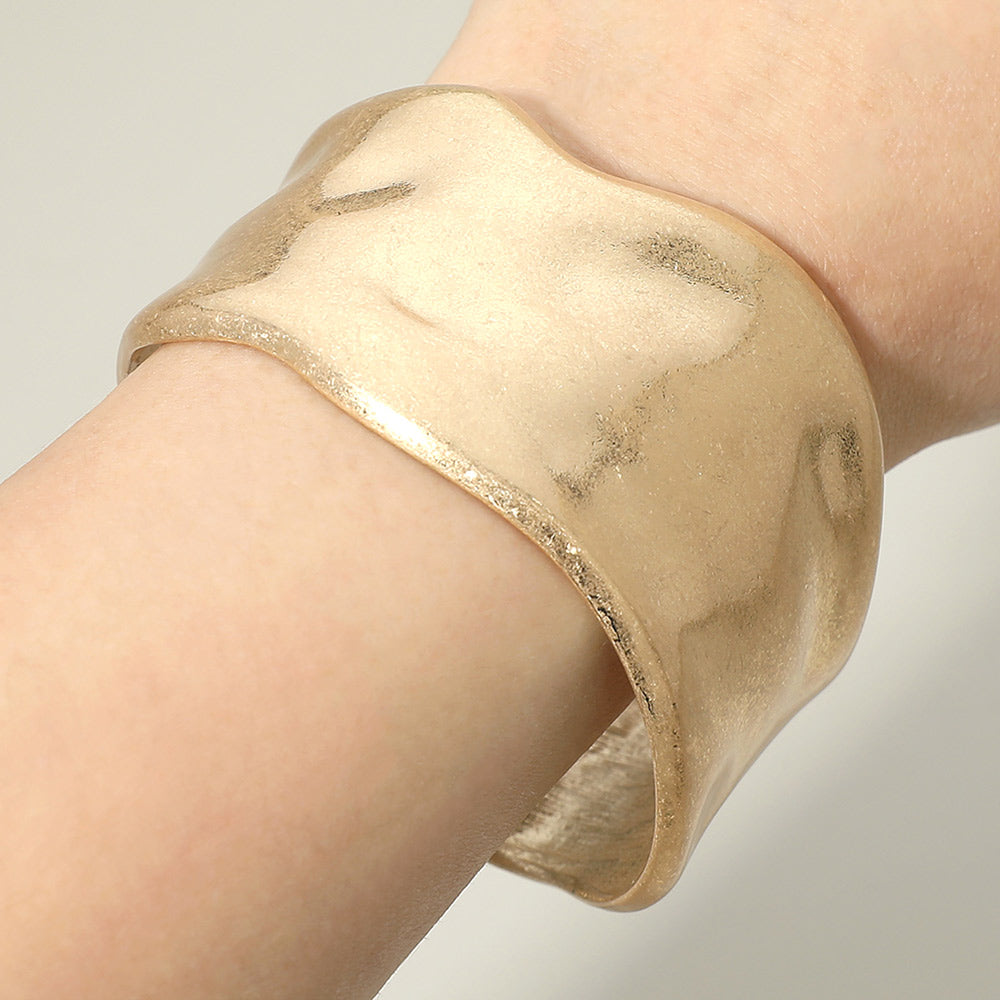 Wide Hammered Metal Cuff Bracelet