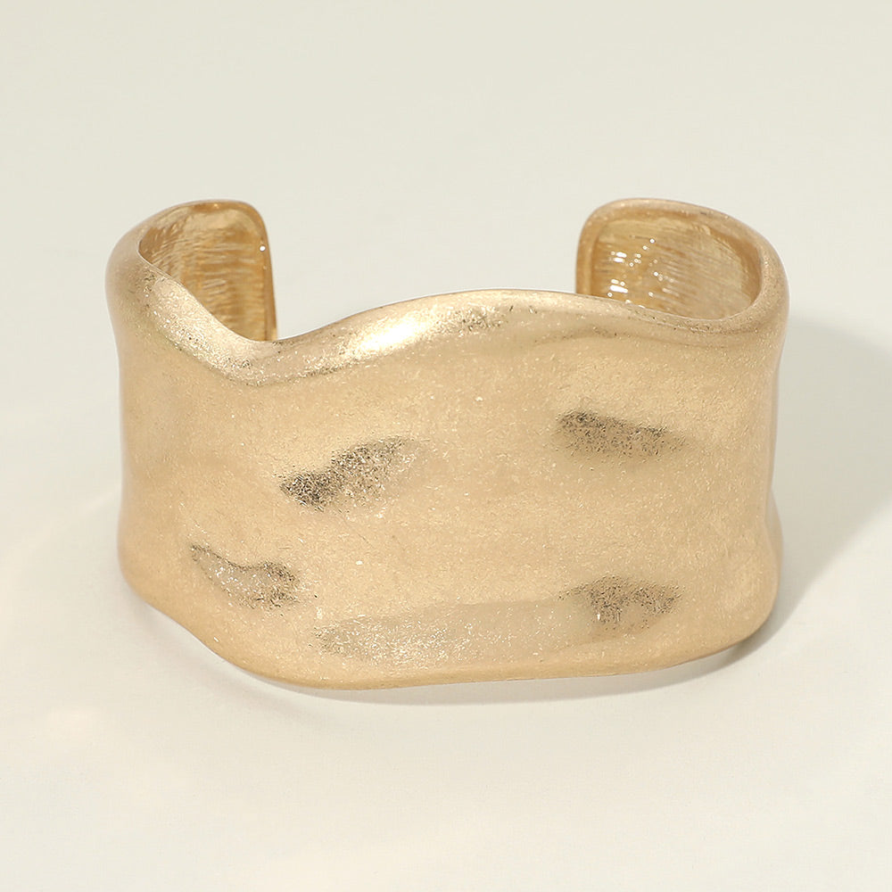 Wide Hammered Metal Cuff Bracelet