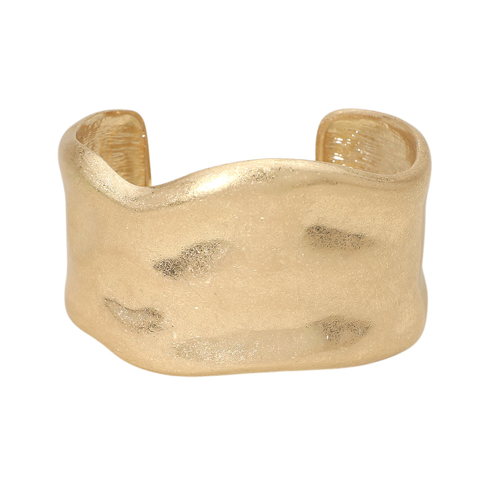 Wide Hammered Metal Cuff Bracelet