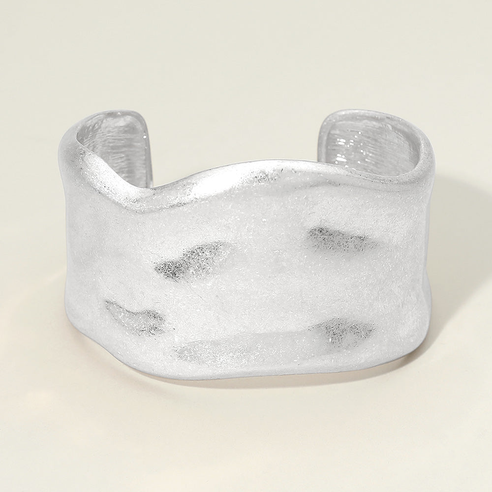 Wide Hammered Metal Cuff Bracelet
