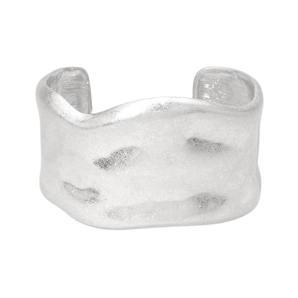 Wide Hammered Metal Cuff Bracelet
