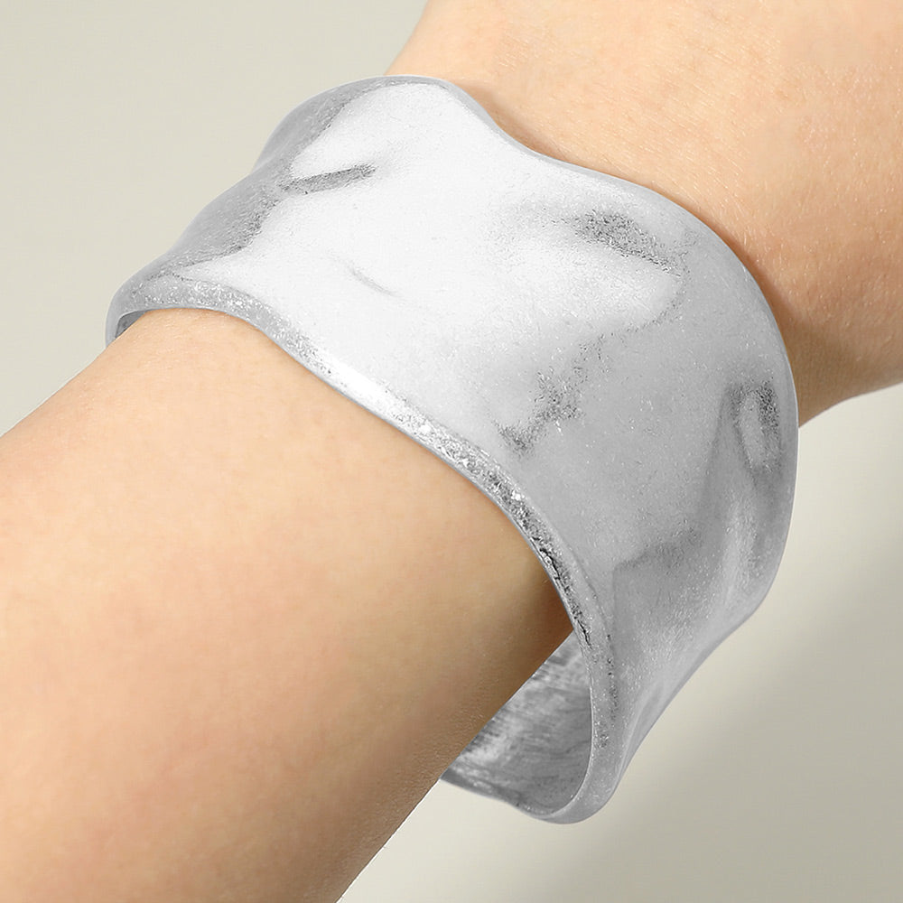 Wide Hammered Metal Cuff Bracelet