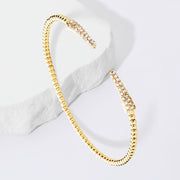 Rhinestone Embellished Detail Metal Ball Cuff Bracelet