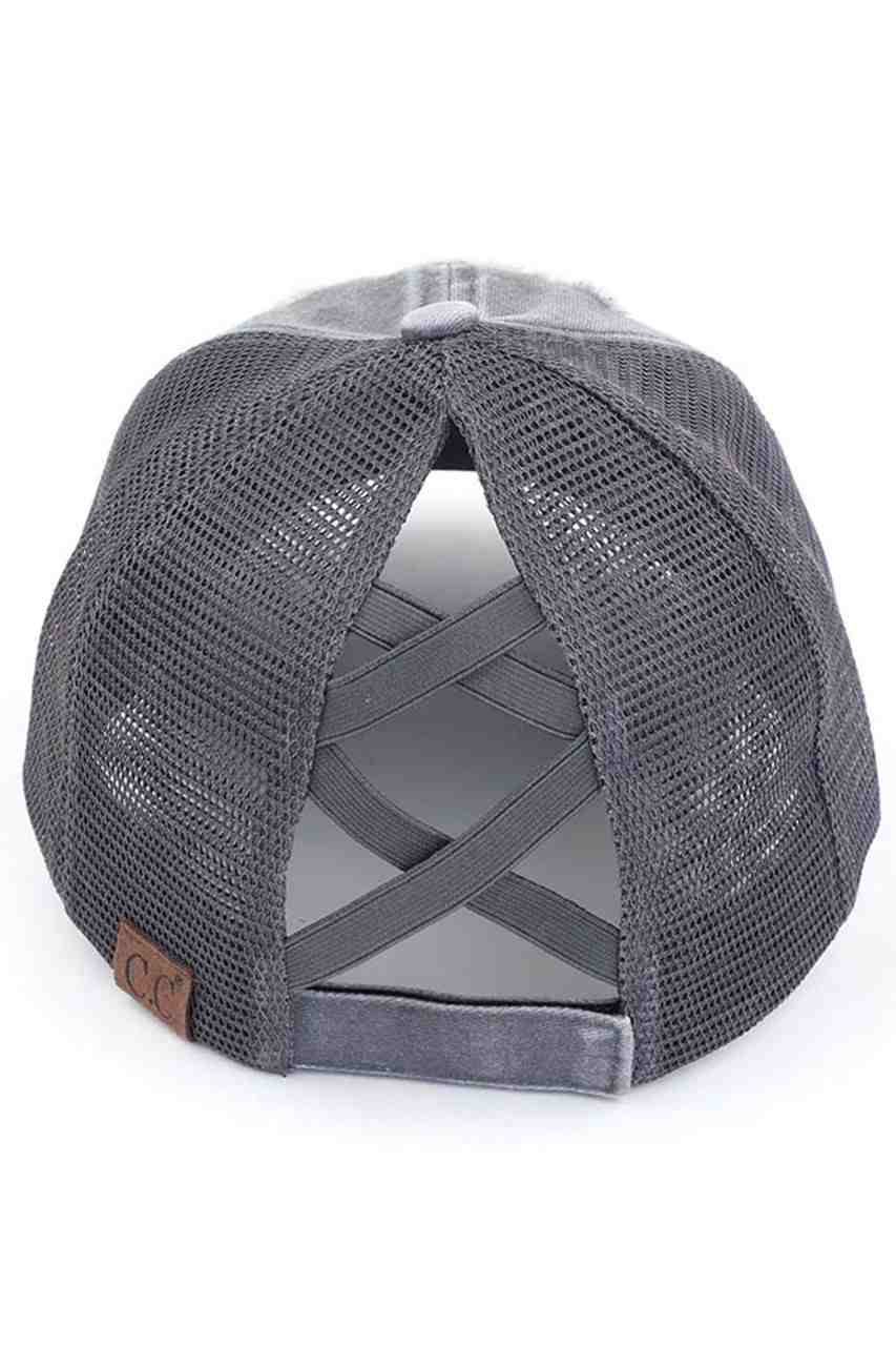 C.C Women's Distressed Aloha Beaches Patch Ponytail Cap