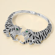 Bold Rhinestone Embellished Tiger Hinged Choker Necklace