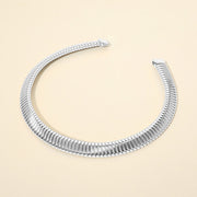 Bold Ribbed Metal Choker Necklace