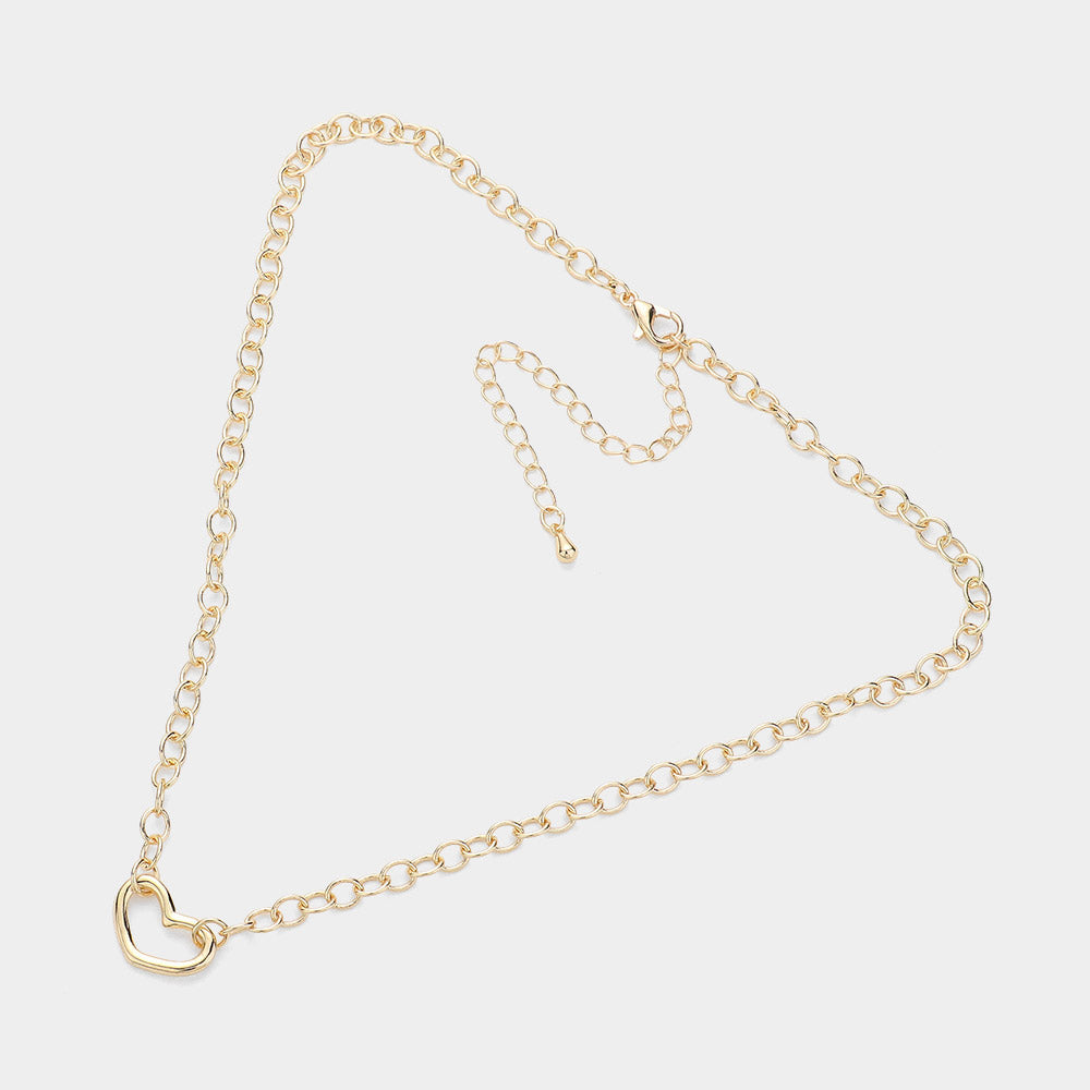Heat Metal Pointed Chain Choker Necklace