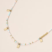 Rectangular Charm Beaded Choker Necklace