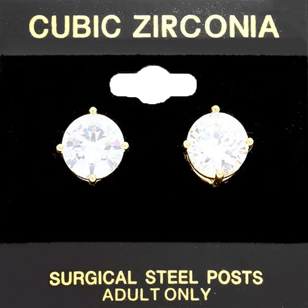 10mm Round CZ Stud Earrings