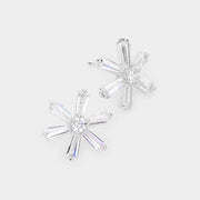 Crystal cubic zirconia CZ flower stud earrings