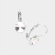 Women's Genuine Round Crystal Lever Back Earrings