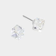 Genuine Crystal Cube Stud Earrings