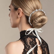 CZ Stone Pave Floral Vine Bun Wrap Headpiece