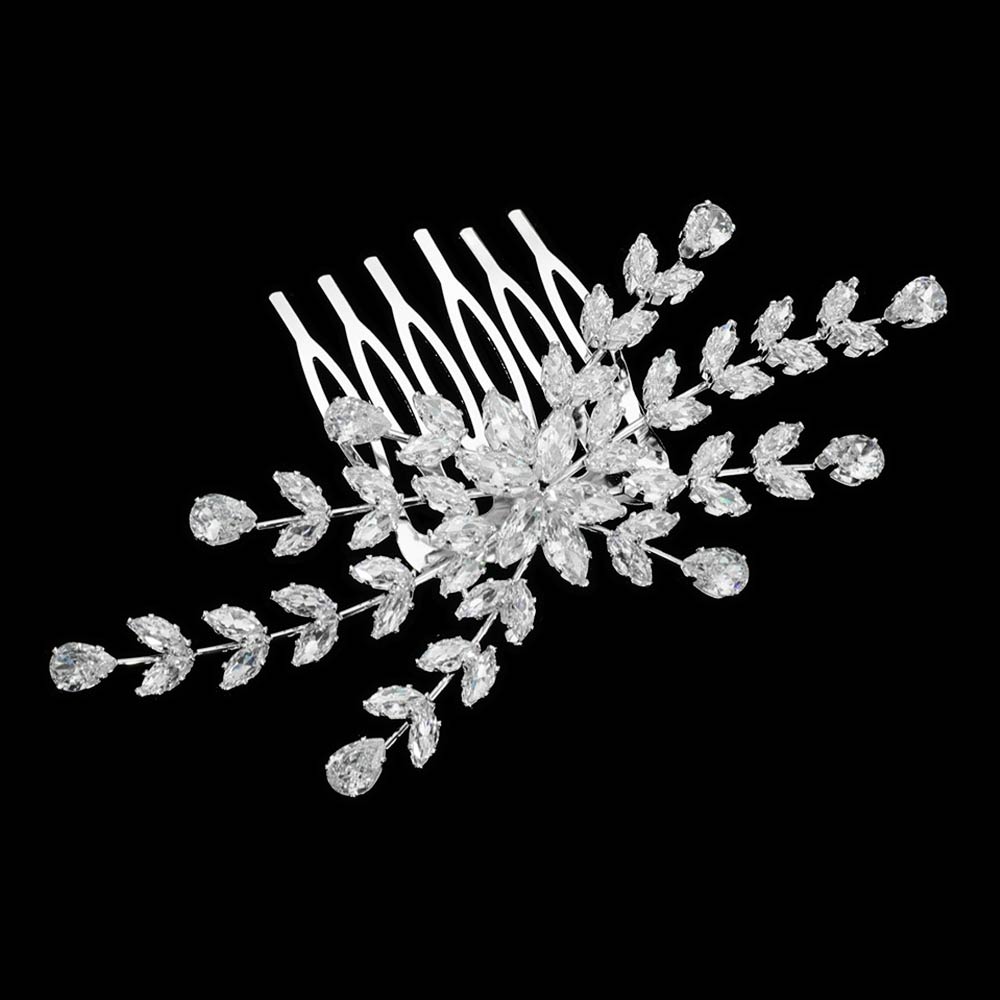 Marquise Teardrop CZ Cluster Floral Branch Hair Comb