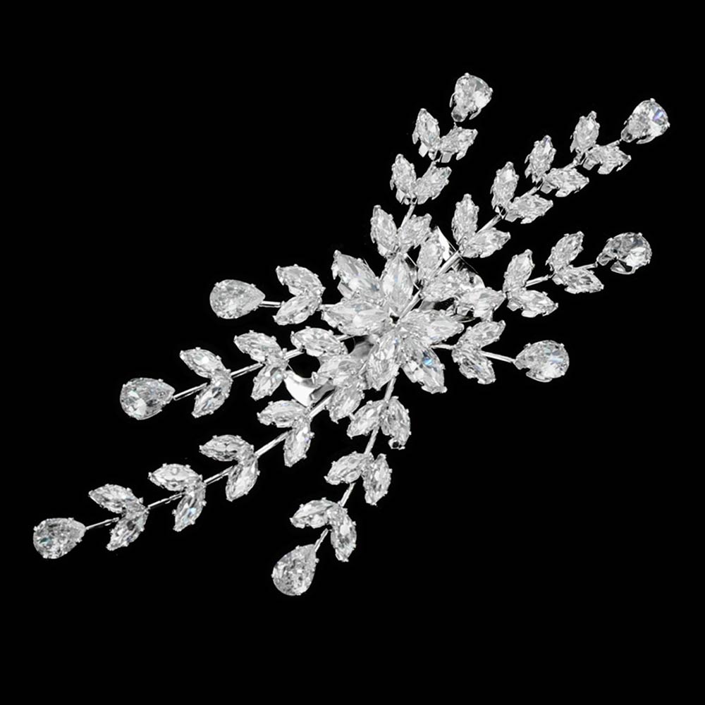 Marquise Teardrop CZ Cluster Floral Branch Hair Comb