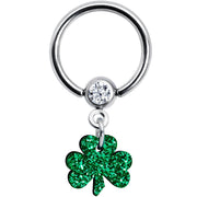 Green Glitter Shamrock Captive Ring