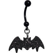 Glittery Black Bat Dangle Belly Ring