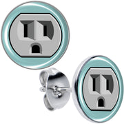 Frowning Plug Outlet Stud Earrings by Onyx O
