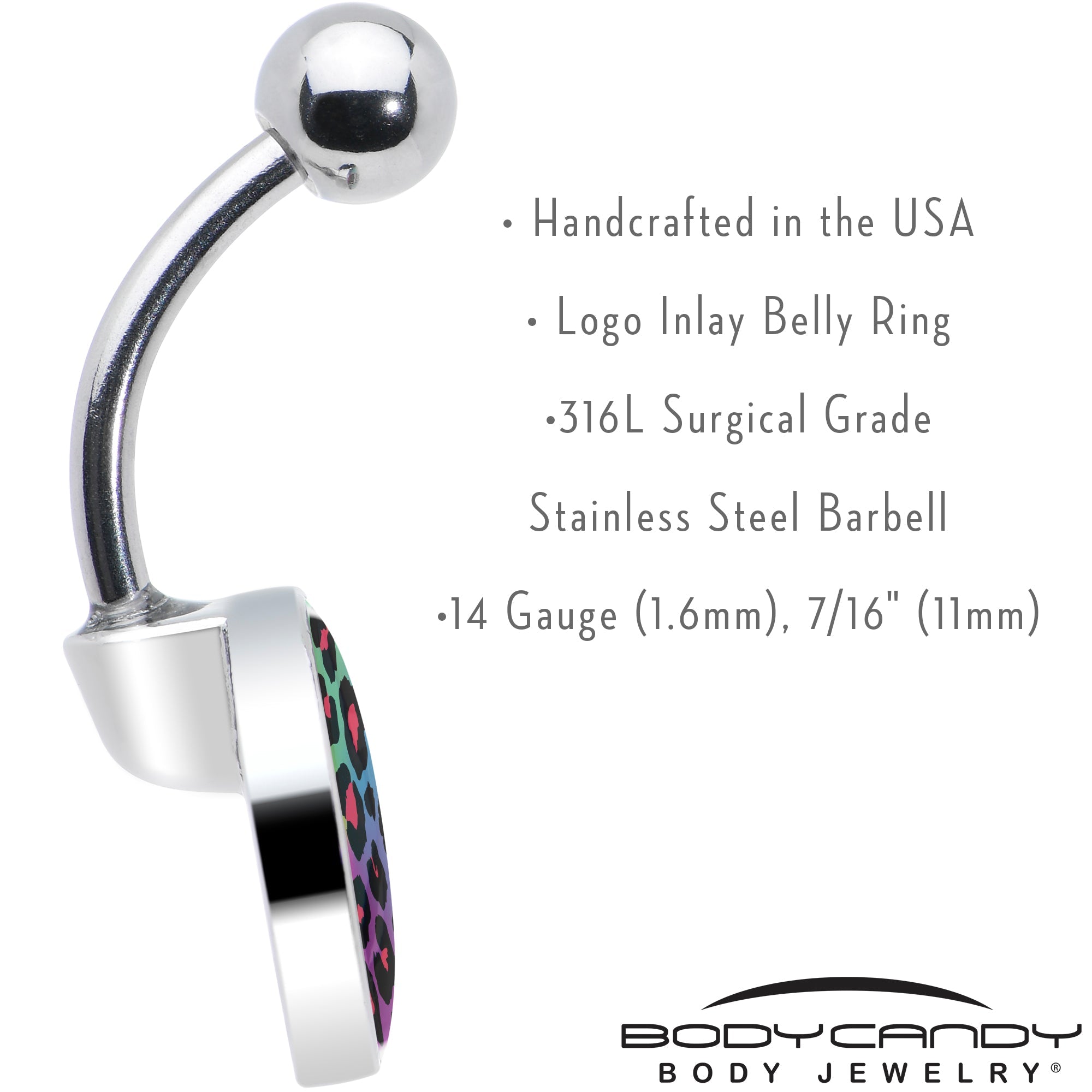 Rainbow Cheetah Print Belly Ring by Onyx O