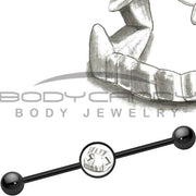 14G Black Anodized Fearsome Vamp Fangs Industrial Barbell 37mm