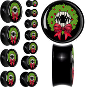 Holiday Vampire Wreath Black Acrylic Saddle Plug Set by Onyx O