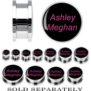 Custom No.1 Black Pink Steel Screw Fit Personalized Plug - buy 2 for a pair