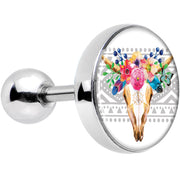 16G 1/4 Watercolor Flower Animal Skull Tragus Cartilage Earring