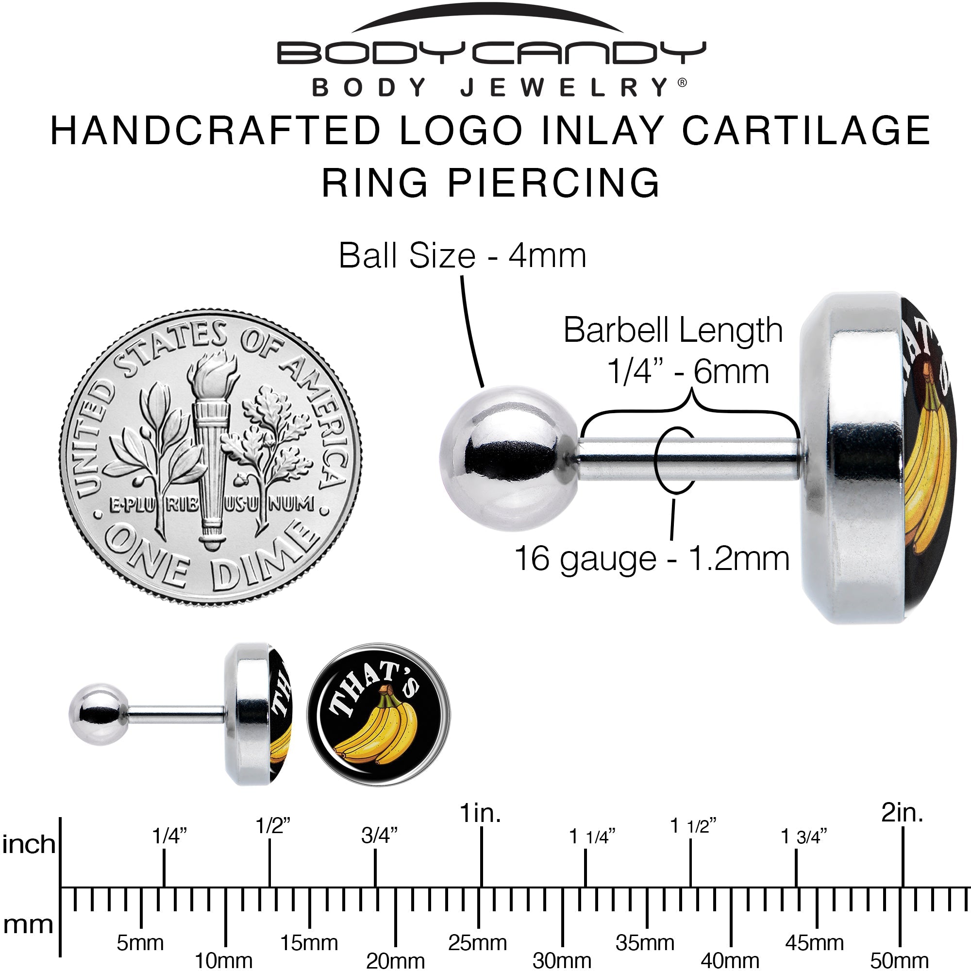 That is Bananas Tragus Cartilage Earring by Onyx O