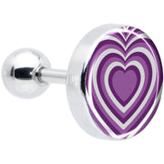 16G 1/4 Purple Retro Heart Tragus Cartilage Earring by Onyx O