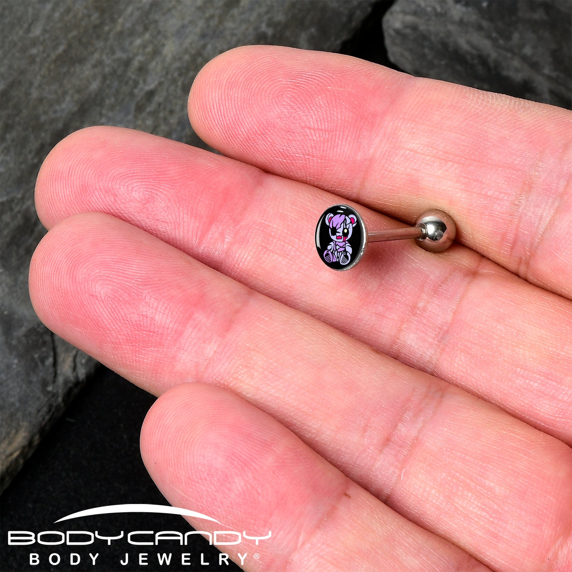 Attitude Teddy Bear Barbell Tongue Ring by Onyx O