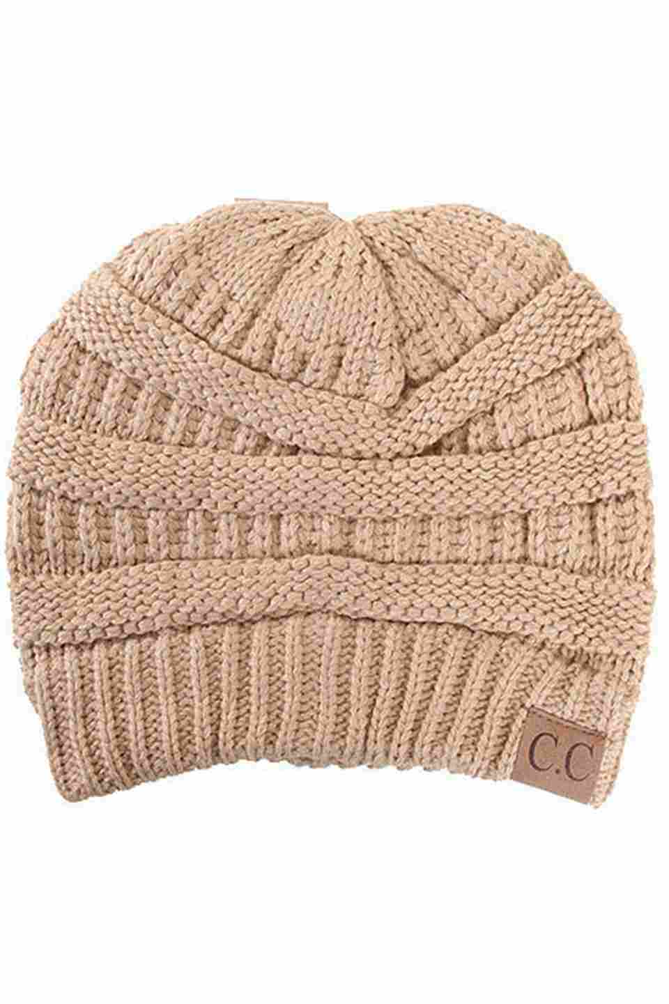 C.C Women's Ribbed Knit Solid Color Beanie
