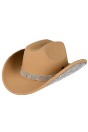C.C Rhinestone Trim Vegan Cowboy Hat