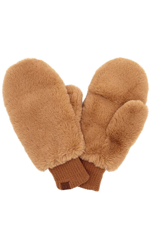 C.C Women's Faux Fur Pop Top Mittens Gloves Shepherd Lining